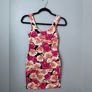 FOCUS  Rose Print Mini Dress